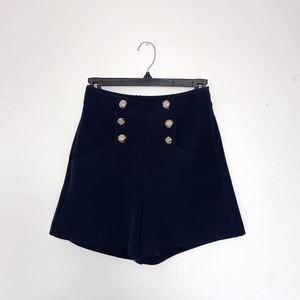High Waist Navy Double Breasted Shorts Size 0